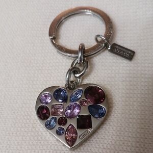 Coach Heart Keychain with Purple and Blue Accents